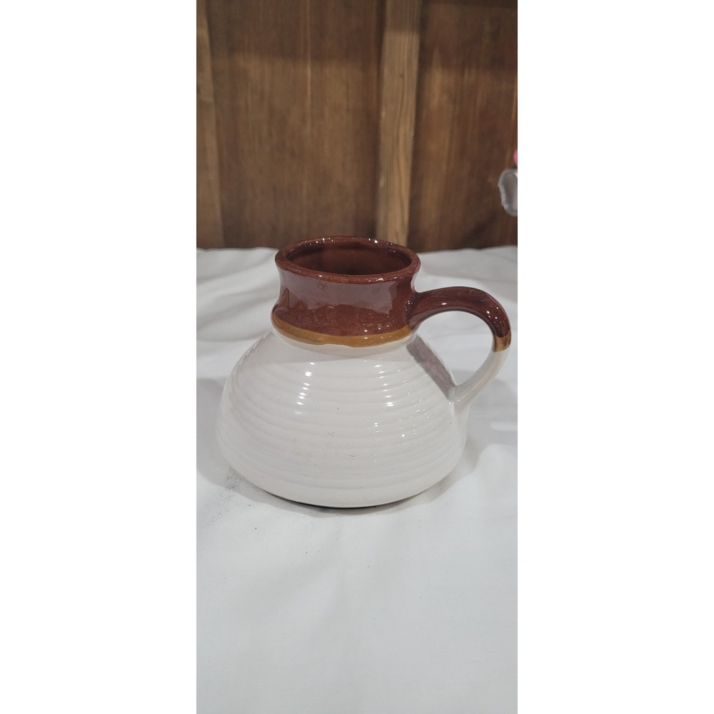 Vintage 1970s Glazed Ceramic Pottery Weighted Flared Bottom Mug